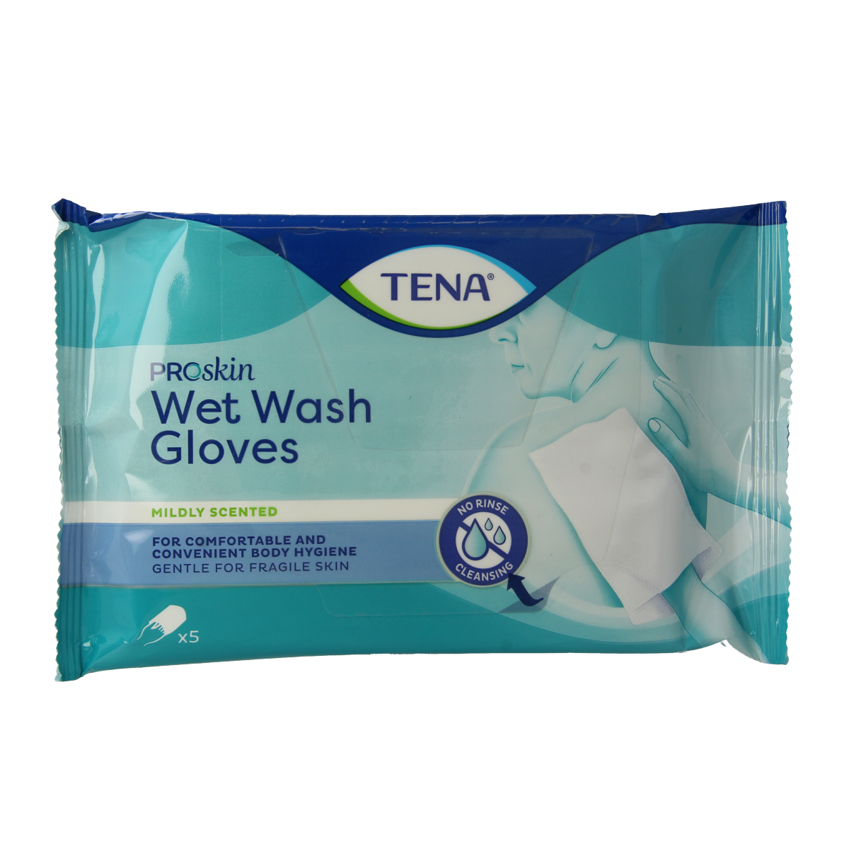 Tena Wetwash glove mild geparfumeerd 5.00 Stuks