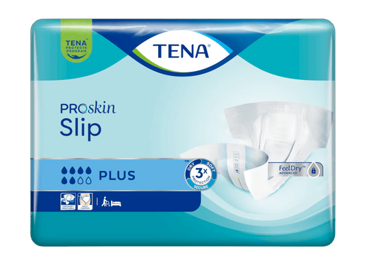 Tena Proskin Slip Plus in size S, set of 30 incontinence underwear with absorbent design and discreet fit.