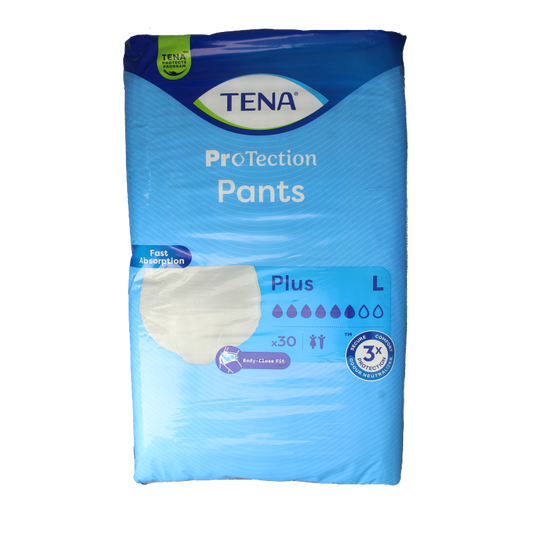 Tena Proskin Incontinence Pants Plus size L, 30 pieces, shown in the image with packaging and product details.