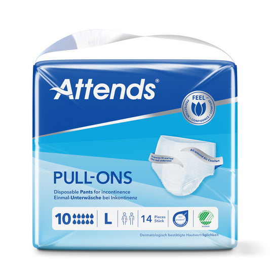 Attends Pull-ons in size L, incontinence underwear for adults, 14 pack, with absorbent features and discreet fit