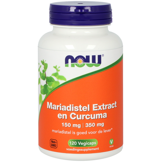 NOW Mariadistel extract 150mg en curcuma 350mg 120.00 Vegetarische capsules
