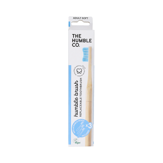 The Humble Co Tandenborstel Bamboe + 3 Borstelkop  blauw 1.00 Stuks