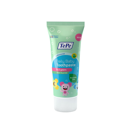 TePe Baby daily toothpaste in 50ml tube, gentle fluoride toothpaste for infants with soft bristles and mild flavor