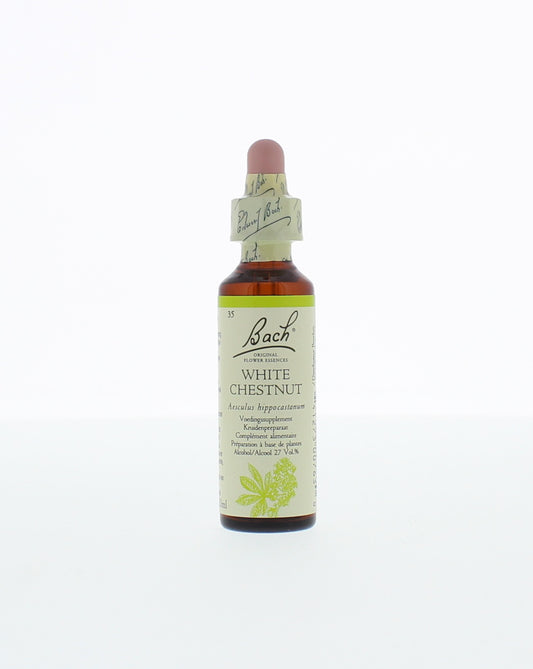 Bach White Chestnut herbal remedy in 20ml bottle, with the product label and dropper cap visible.