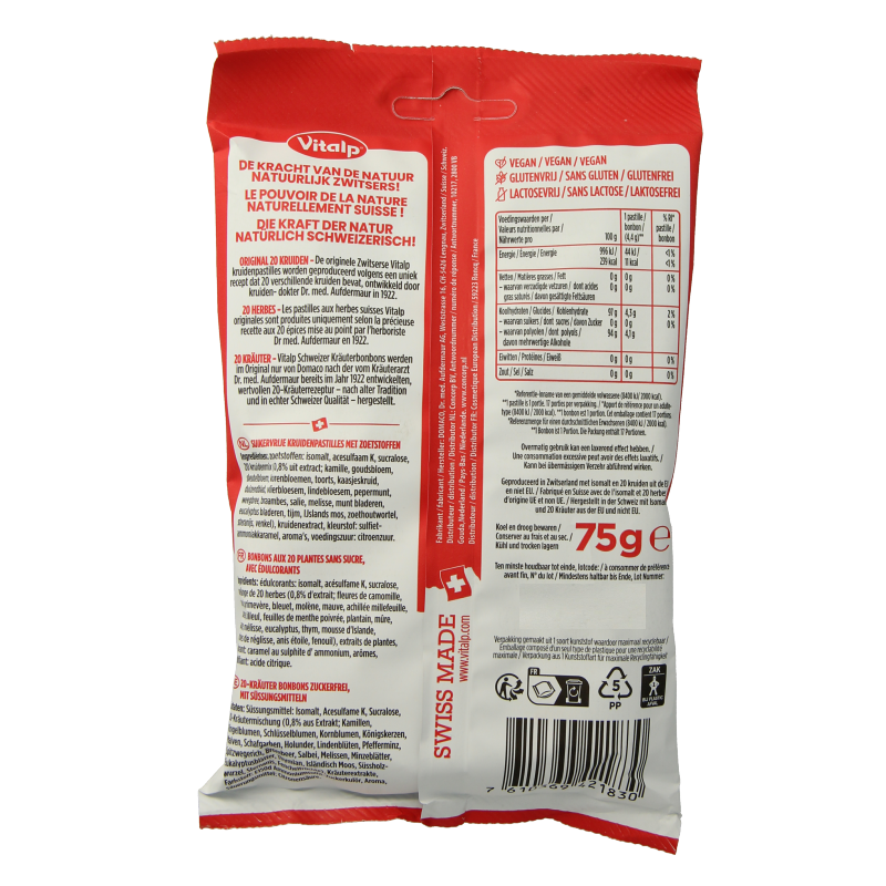 Vitalp 20 Kruiden original suikervrij 75 Gram