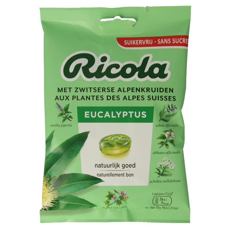Ricola Eucalyptus suikervrij 75 Gram