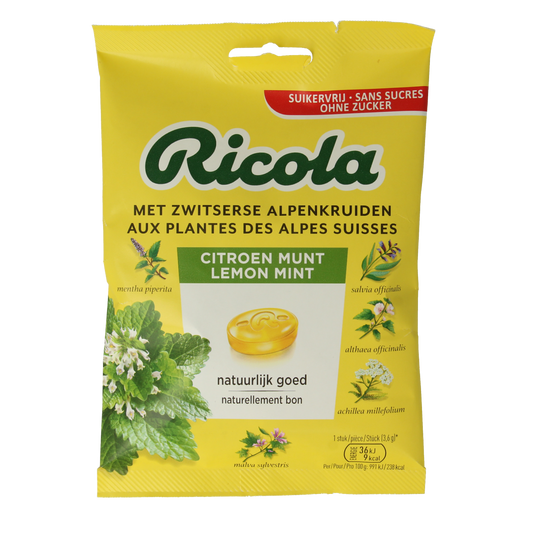Ricola Citroen munt suikervrij 75.00 Gram