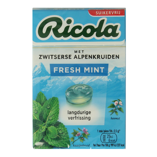 Ricola Fresh mint suikervrij doosje 50.00 Gram