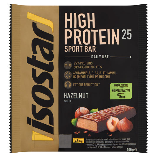 Isostar High protein 25 sport bars hazelnut 3 pack 105 Gram