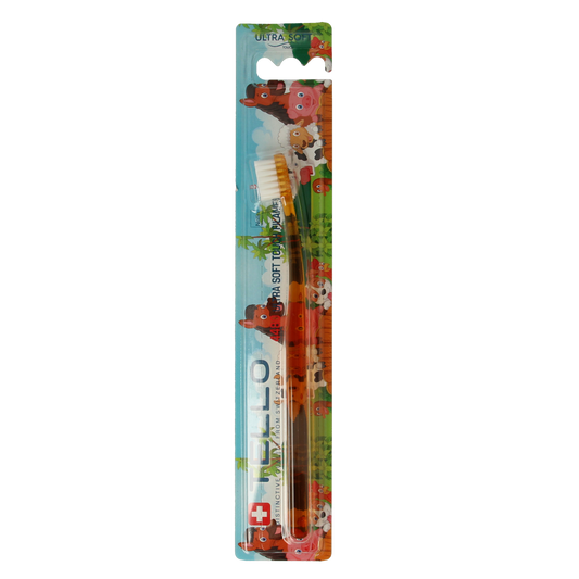 Tello kids toothbrush 4480, soft bristles, colorful handle, suitable for children, dental hygiene tool.