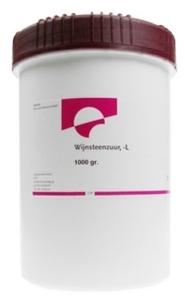 Chempropack wijnsteenzuur in 1 kg package, used for cooking and table purposes, shown in a white bag with product label.