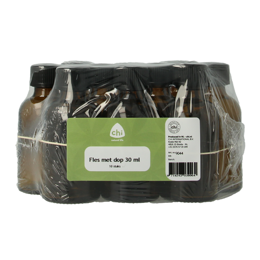 Chi 30ml plastic bottles with caps, pack of 10, ideal for packaging liquids or small items, durable and lightweight.
