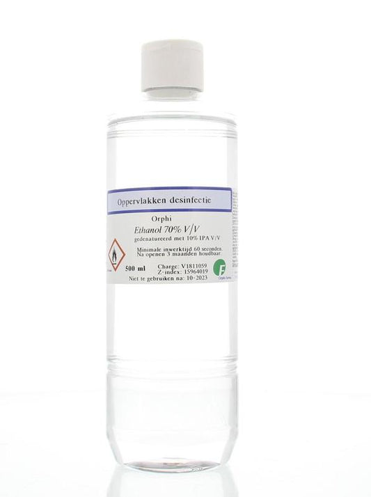 Orphi Alcohol ethanol 70% klepdeksel 10% isopropanol 500.00 Milliliter