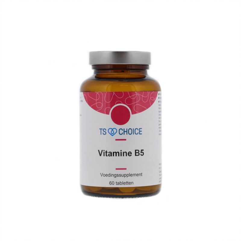 TS Choice Vitamin B5 460 mg pantothenic acid supplement in a bottle of 60 tablets, natural dietary vitamin for overall health.