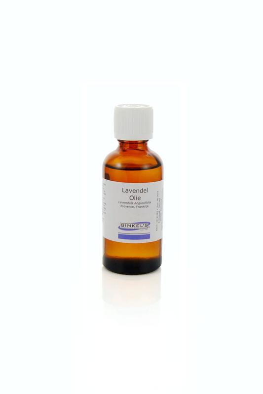 Ginkel's Lavendelolie Provence 50ml bottle of aromatic lavender essential oil, in a clear glass container with a white cap.