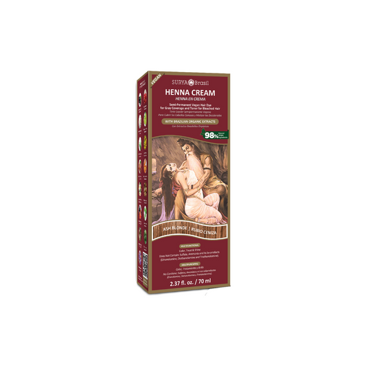 Surya Brasil Henna haarverf crème in blond, 70ml, showing the creamy hair coloring product in a tube.