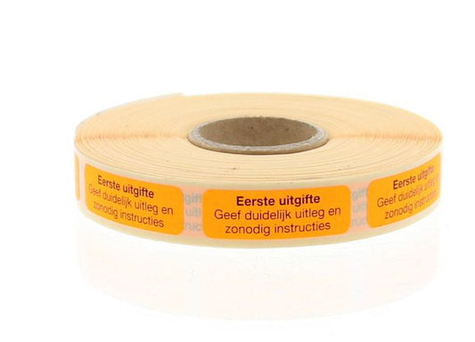Blockland etiketten strooketiket eerste uitgifte 30x10mm, 1000 stuks, close-up of white adhesive labels on a roll.
