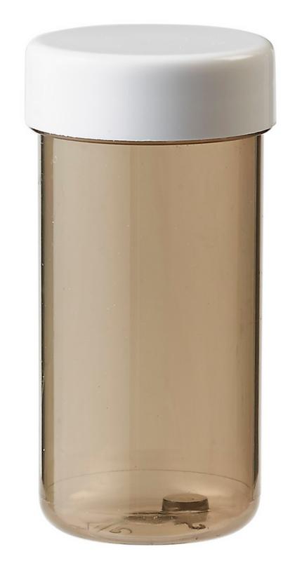 Blockland Plastobel brown dotted 15ml tablet containers, 207 pieces, used for storing instruments and small items.