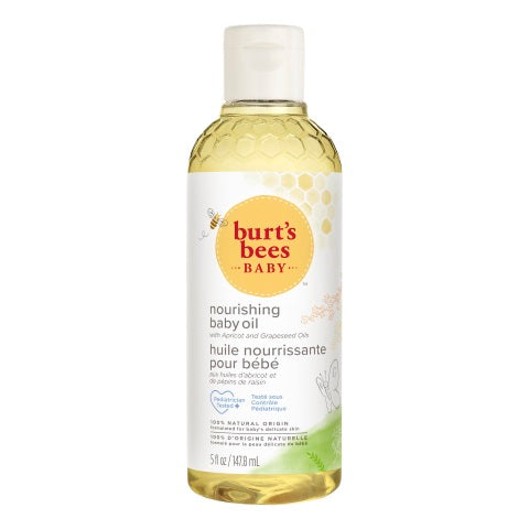 Burt's Bees Baby nourishing oil bottle for bath and shower, 148ml, with natural ingredients and gentle formula