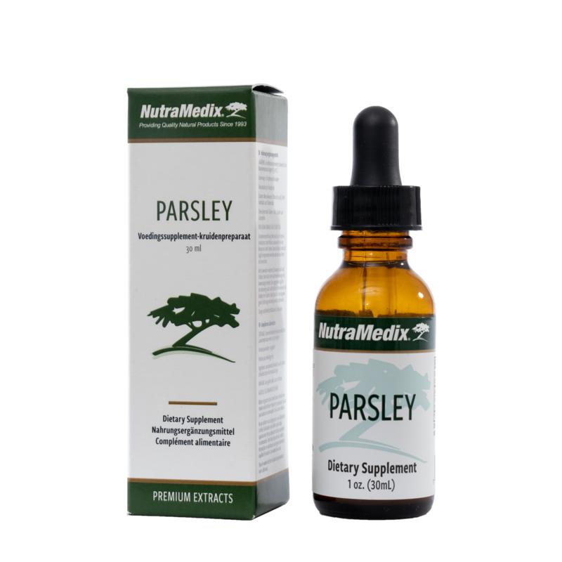 Nutramedix Parsley herbal supplement in a 30ml bottle, part of Nutramedix's herbal preparations collection.