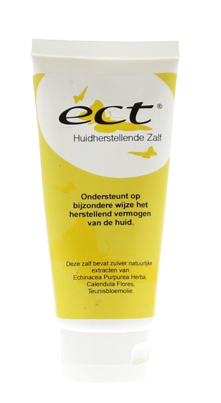 ECT Huidzalf 100 gram, body care product with a white cream in a jar, designed for moisturizing and skin nourishment.