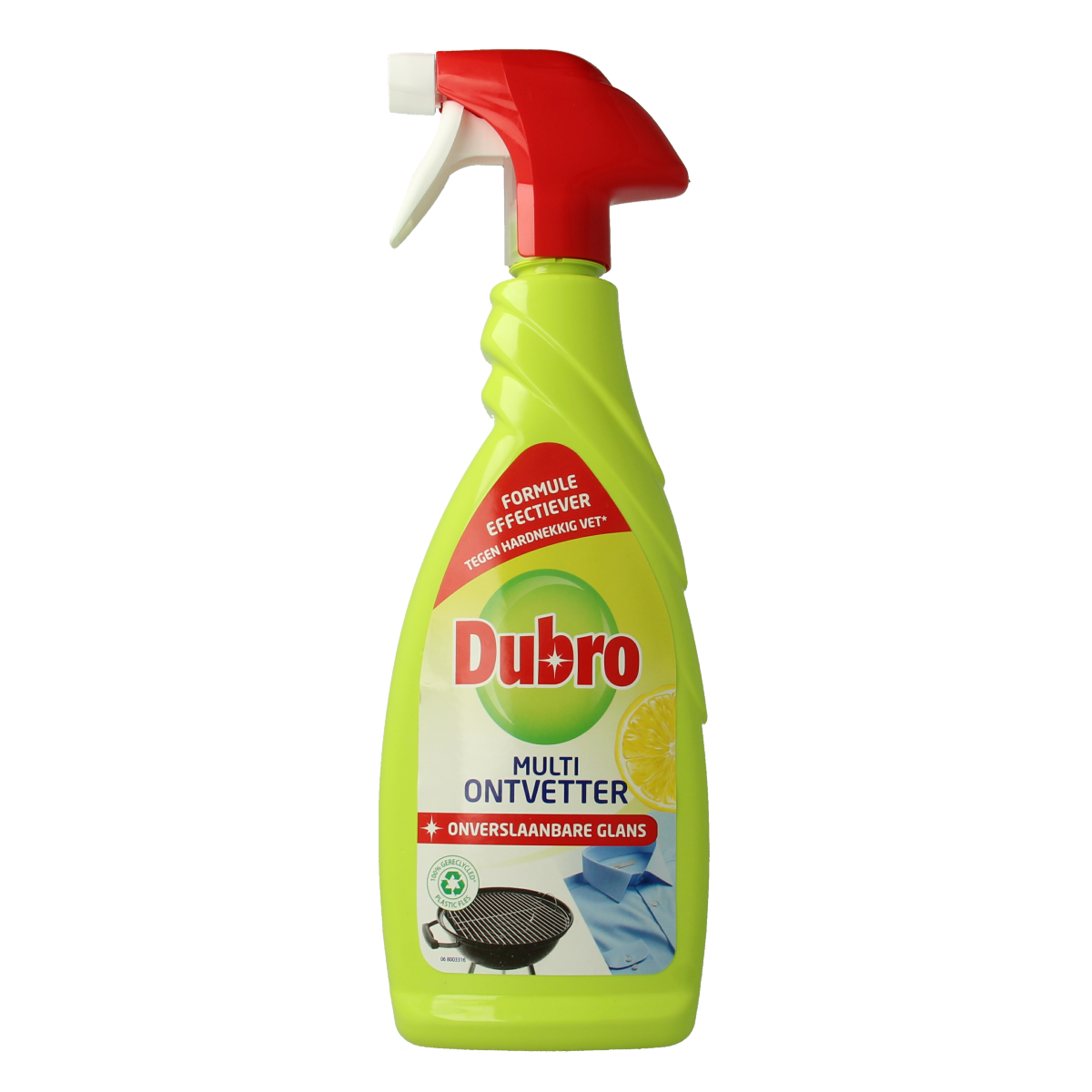 Dubro Multi ontvetter spray 650ml, a cleaning product in spray format, shown in the image with label and spray nozzle.