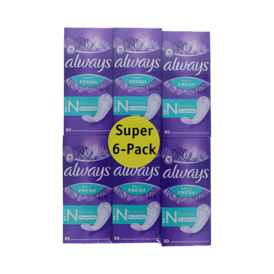 Pack of Always Inlegkruisjes daily fresh panty liners, 180 pieces, designed for women's daily feminine hygiene.