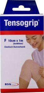 Tensogrip elastic bandage in skin color, 1 meter by 10 cm, for support and compression, single piece.