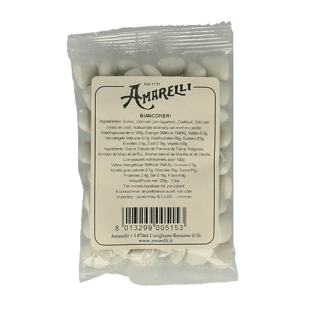 Amarelli Laurierdrop pepermunt wit zakje 100.00 Gram