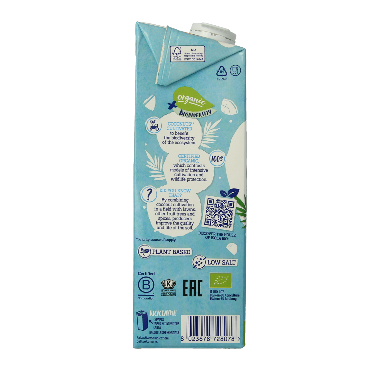 Isola Bio Kokosdrink suikervrij bio 1.00 Liter
