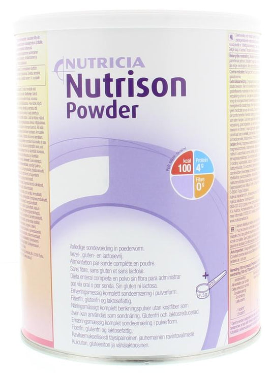 Nutricia Nutrison powder medical diet supplement in 860g container, showing the nutritional product for medical dietary needs.