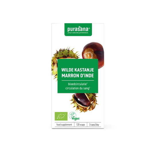 Purasana Wilde kastanje vegan bio 120.00 Vegetarische capsules