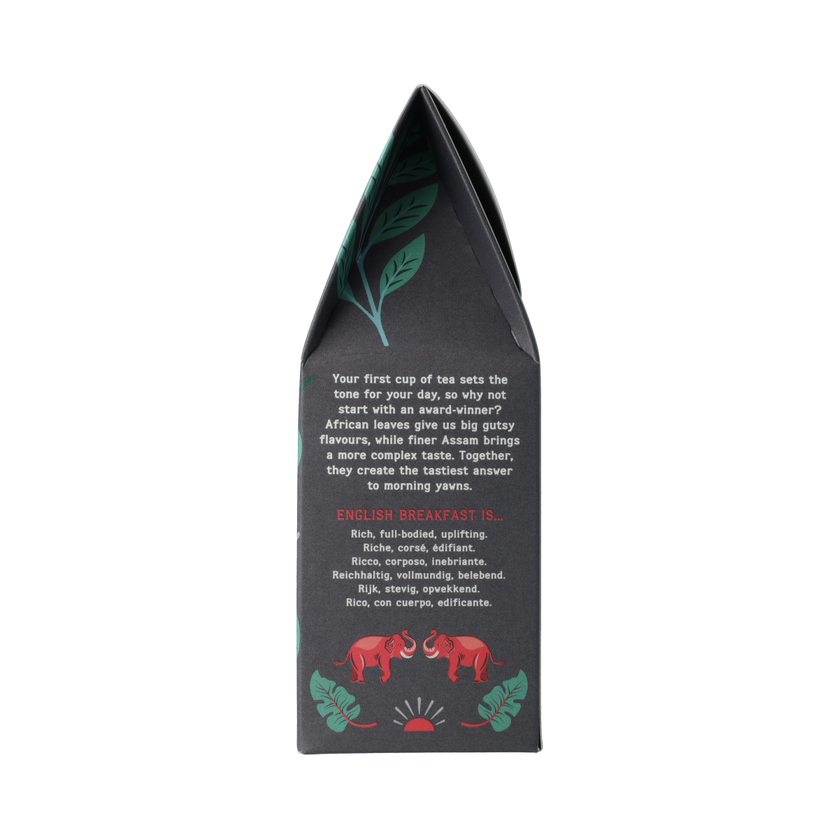 Hampstead Thee English Breakfast bio tea in a 100g package, showcasing the tea leaves in a clear container.