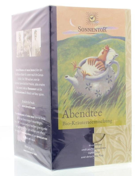Sonnentor Avondthee bio tea bag pack with 18.00 tea bags, natural herbal tea for relaxing evenings, in eco-friendly packaging