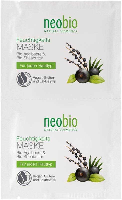 Neobio Vochtigheidsmasker gezichtsverzorging, 7.5ml, 2 stuks, hydratatie en verzorging voor de huid.