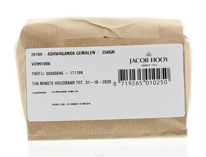 Jacob Hooy gemalen ashwagandawortel kruiden, verpakking van 250 gram