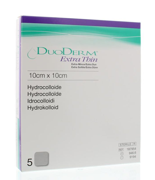 Duoderm Extra Thin absorberende verbanden, 10x10cm, pack van 5, geschikt voor wondzorg, doorzichtige medische verbanden