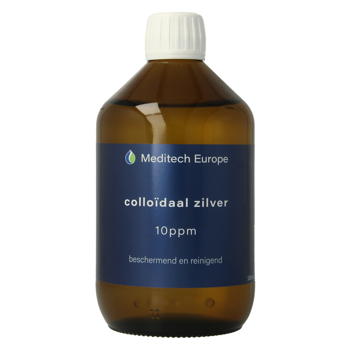 Meditech Colloidal Silver Water 500ml bottle for body care, clear liquid in a pump-top bottle with Meditech branding.