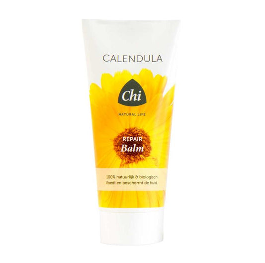 Chi Calendula Repair Balsem 100ml for body care, featuring a jar of soothing calendula balm with natural ingredients.