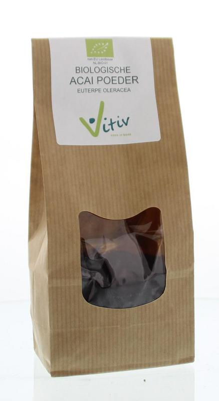 Vitiv bio acai poeder in 125g pack, vibrant purple acai powder for smoothies and health recipes, natural and organic.