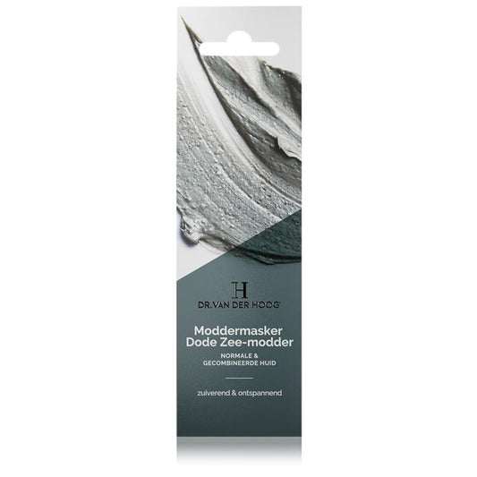 Dr. van der Hoog Dode Zee mud face mask in 10ml tube, facial skincare product with natural mineral ingredients for deep cleansing.