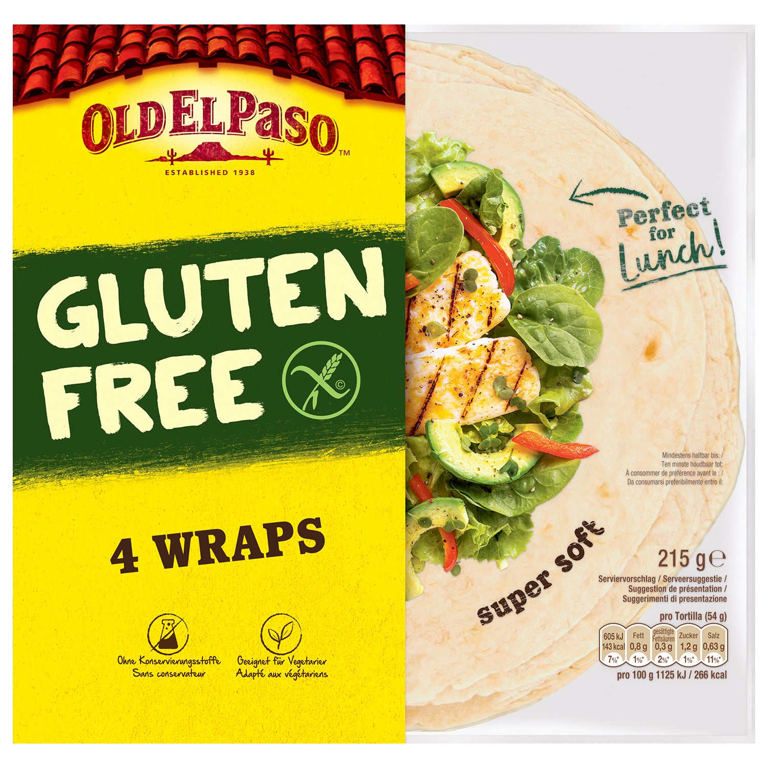 Old El Paso Tortilla wraps XL glutenvrij 215 Gram