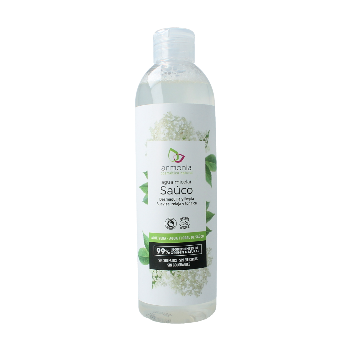 Armonia Micellair Reinigingswater for facial cleansing, 300ml bottle with clear liquid and label, skincare product.