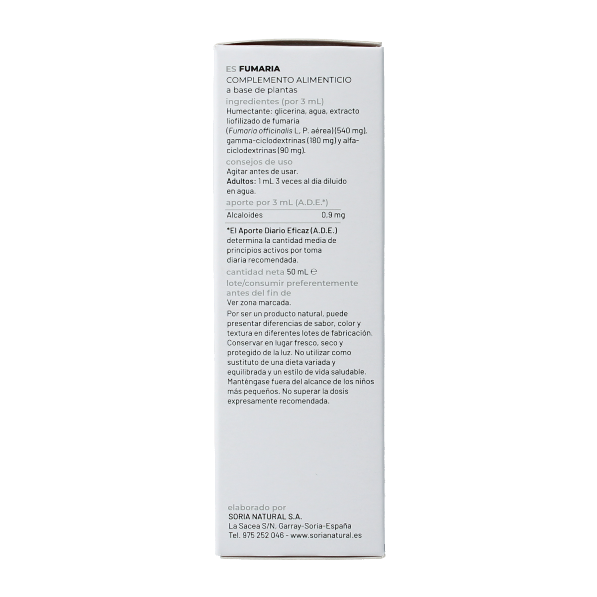 Soria Natural Fumaria officinalis extract 50.00 Milliliter
