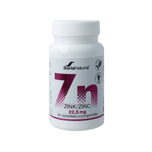 SoriaBel Zink 22mg mineral supplement tablets, 90-count package, showing zinc tablets in blister pack