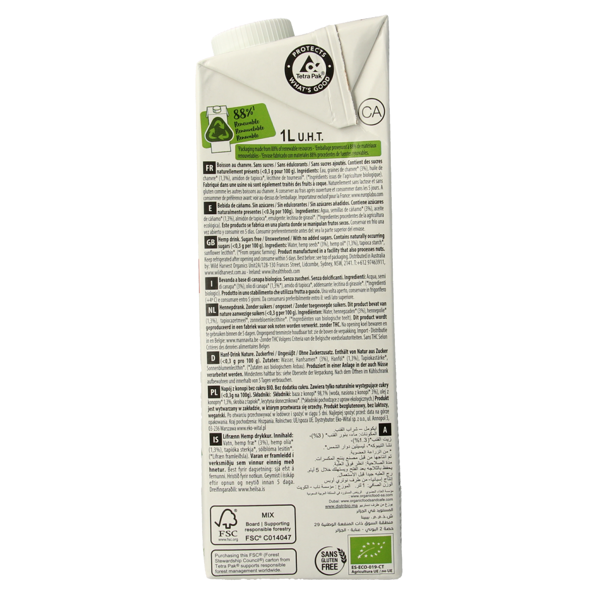 Ecomil Hennepdrank naturel bio 1.00 Liter