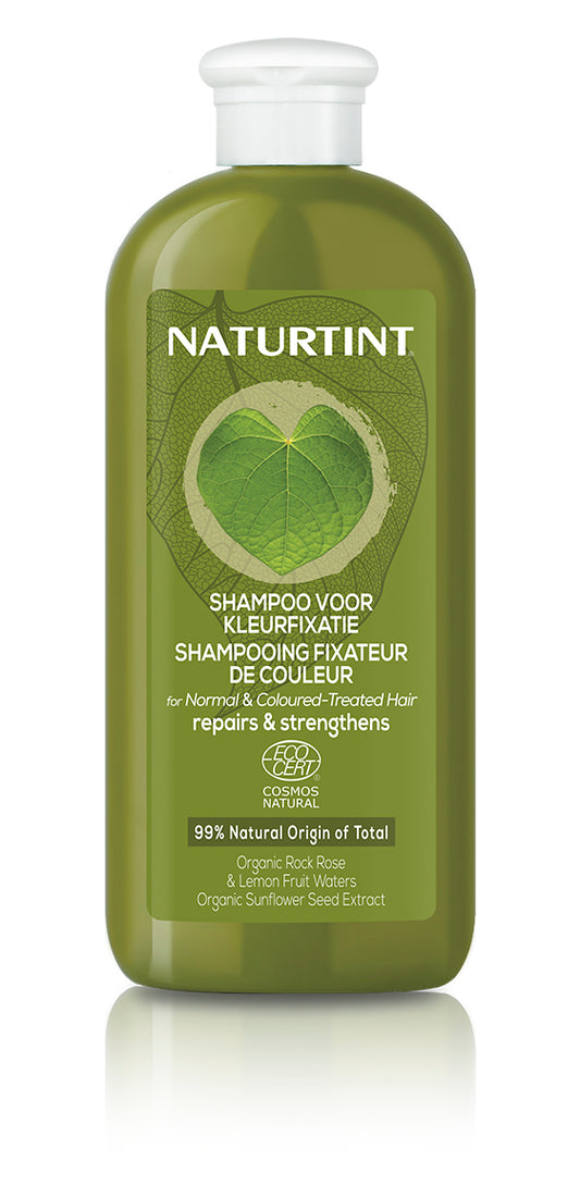 Naturtint shampoo bottle, 400ml, natural hair care product with a white and purple label, suitable for nourishing hair.