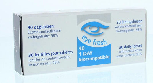 Eyefresh Daglenzen -4.25 in a box of 30, optical contact lenses from Eyefresh, displayed in their packaging.
