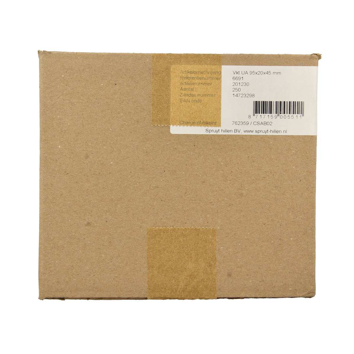 Spruyt Hillen strip folding box UA 95 x 20 x 45 mm, packaging material, 250 pieces, shown in the image.