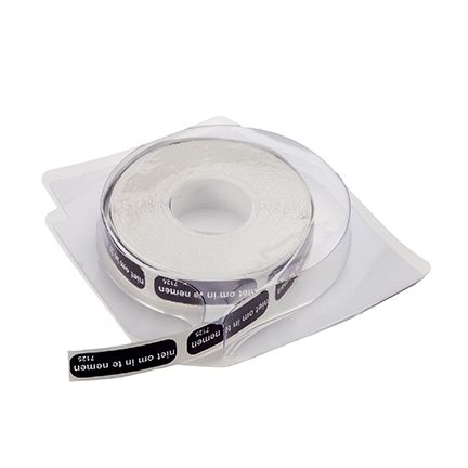 Blue Spruyt Hillen sticker labels, non-ingestible etiket for safety or identification, shown in a sheet of 1000 stickers.